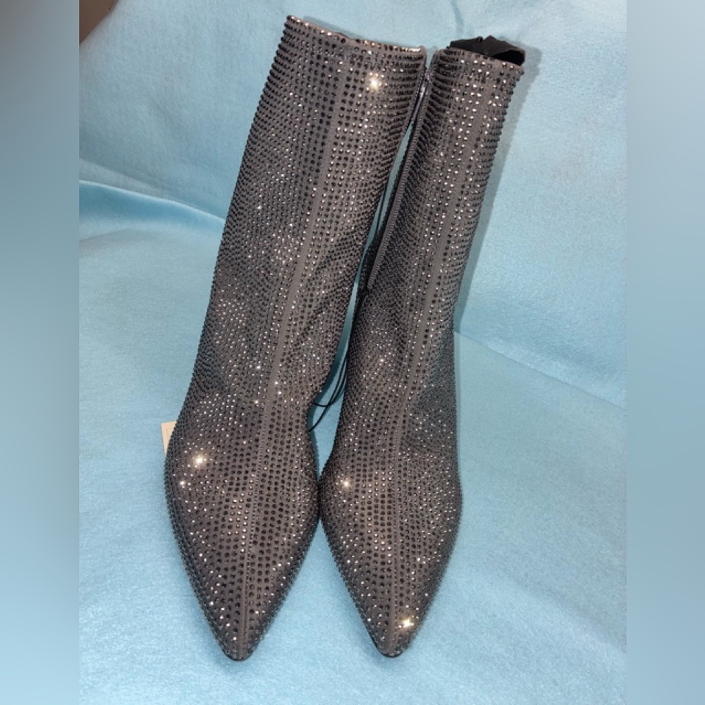 Elegant Black Rhinestone Women's Boots size 10 nwt